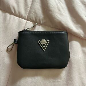 Valentino Black Coin Pouch with Silver Accent